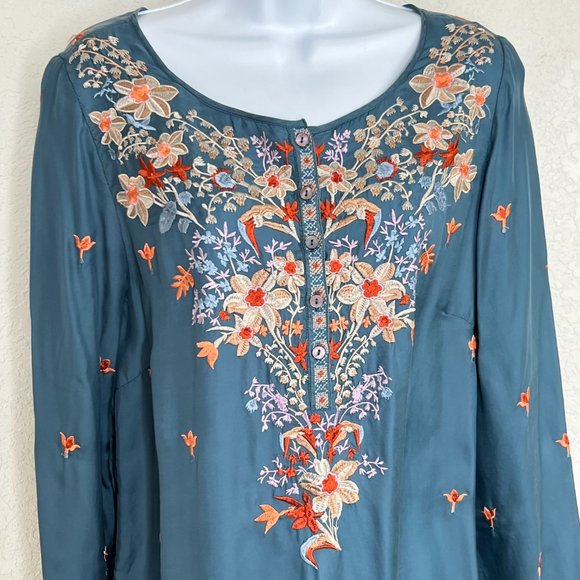 Sundance‎ Cordelia Tunic Floral Embroidery. Cupro. Medium - Picture 12 of 15